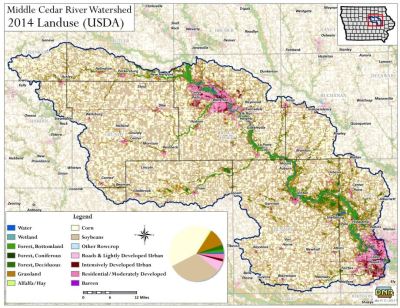 Map of Iowa's Middle Cedar Watershed