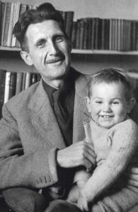 Orwell and his son in black and white
