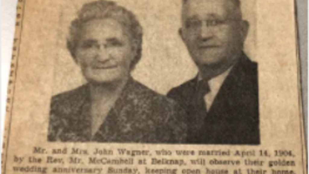 Newspaper clipping about a couple's 50th anniversary