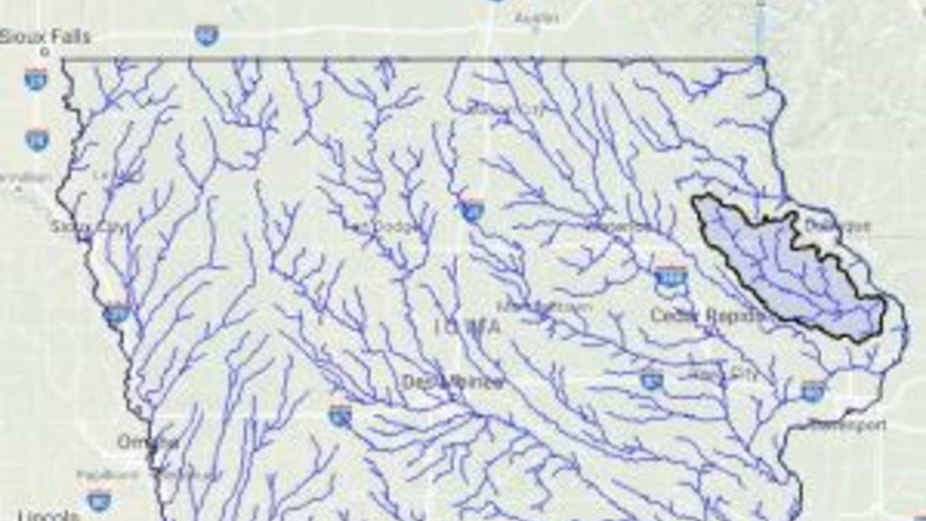 A map showing the Maquoketa river