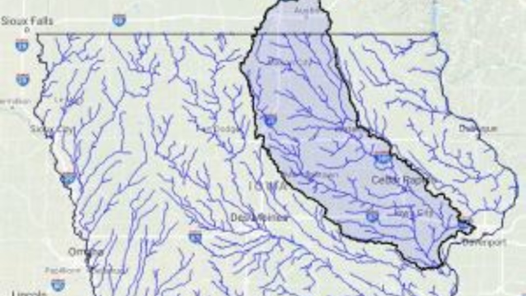 A map showing the Iowa Stream nitrate of the Iowa River at Wapello in 2017
